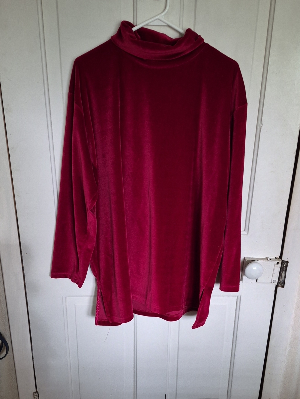 Lane Bryant Velvet Mock Neck Top in Deep Berry